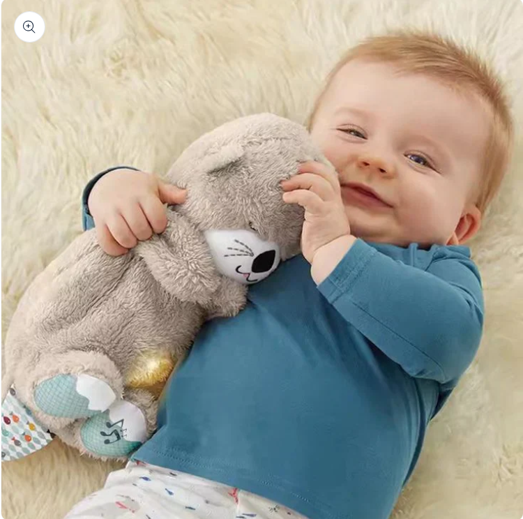 Breathing Teddy Otter Glowing Music for Baby Sensory Sleep Lights Rhythmic Simulation Plush for Babies Kids