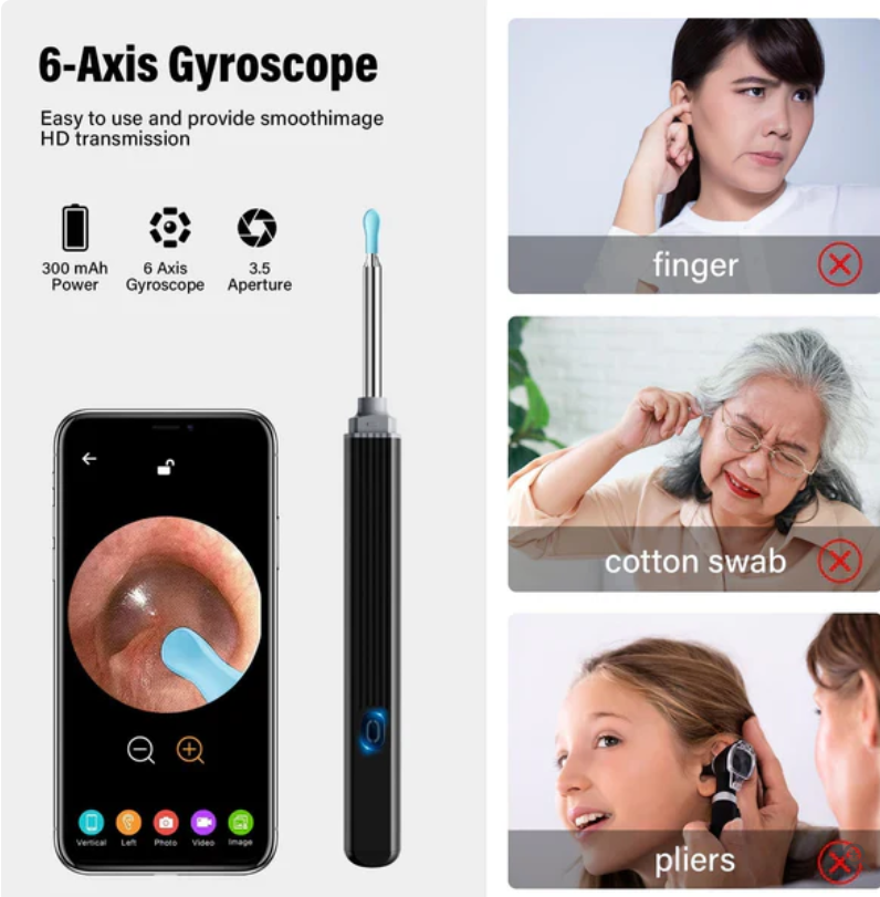 Ear Cleaner Wireless Otoscope Removal Tool With Camera 6 LED or high-resolution visuals