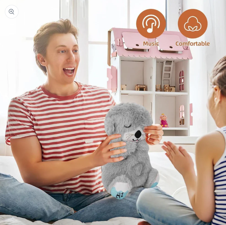 Breathing Teddy Otter Glowing Music for Baby Sensory Sleep Lights Rhythmic Simulation Plush for Babies Kids