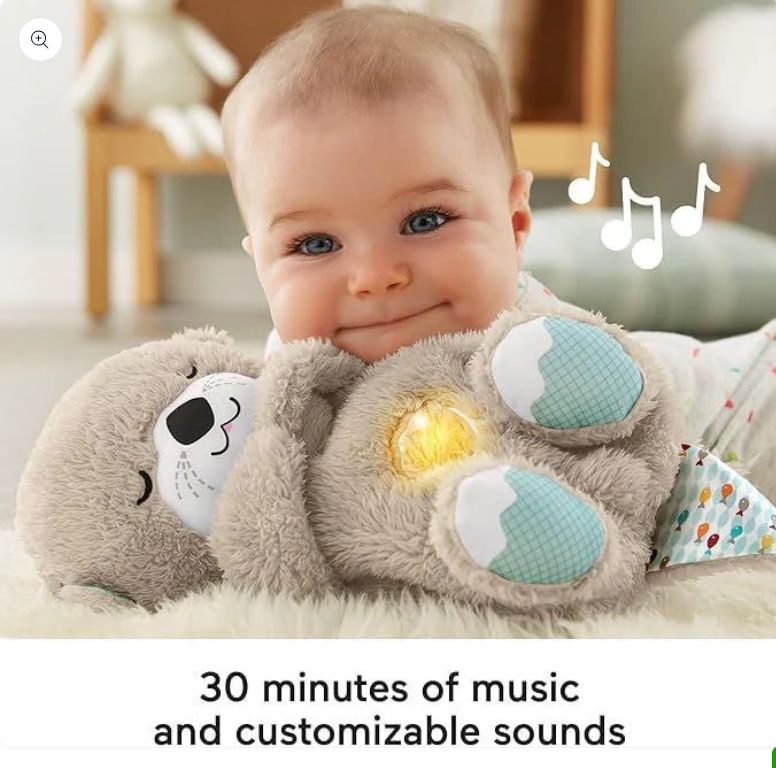 Breathing Teddy Otter Glowing Music for Baby Sensory Sleep Lights Rhythmic Simulation Plush for Babies Kids