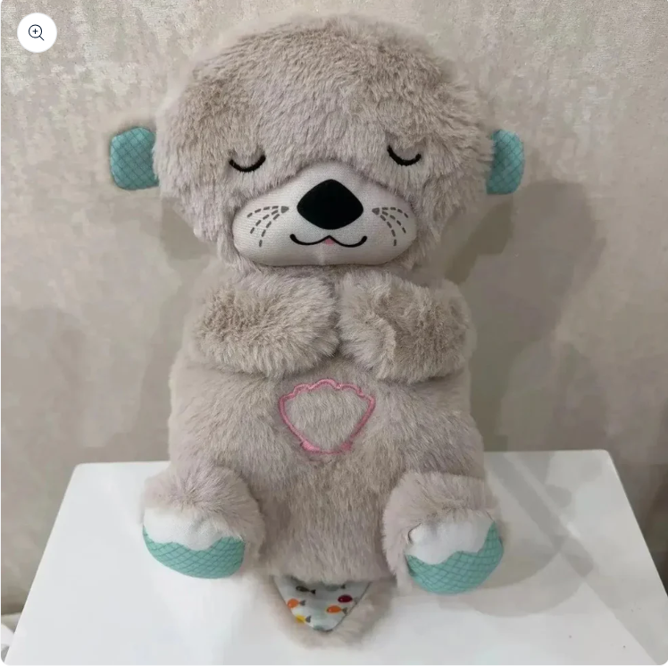 Breathing Teddy Otter Glowing Music for Baby Sensory Sleep Lights Rhythmic Simulation Plush for Babies Kids