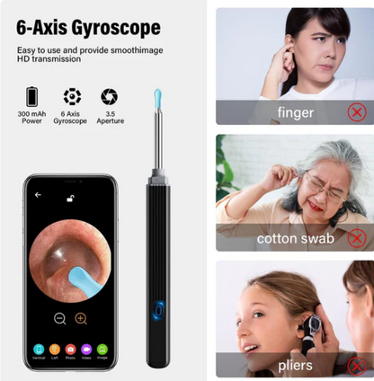 Ear Cleaner Wireless Otoscope Removal Tool With Camera 6 LED or high-resolution visuals